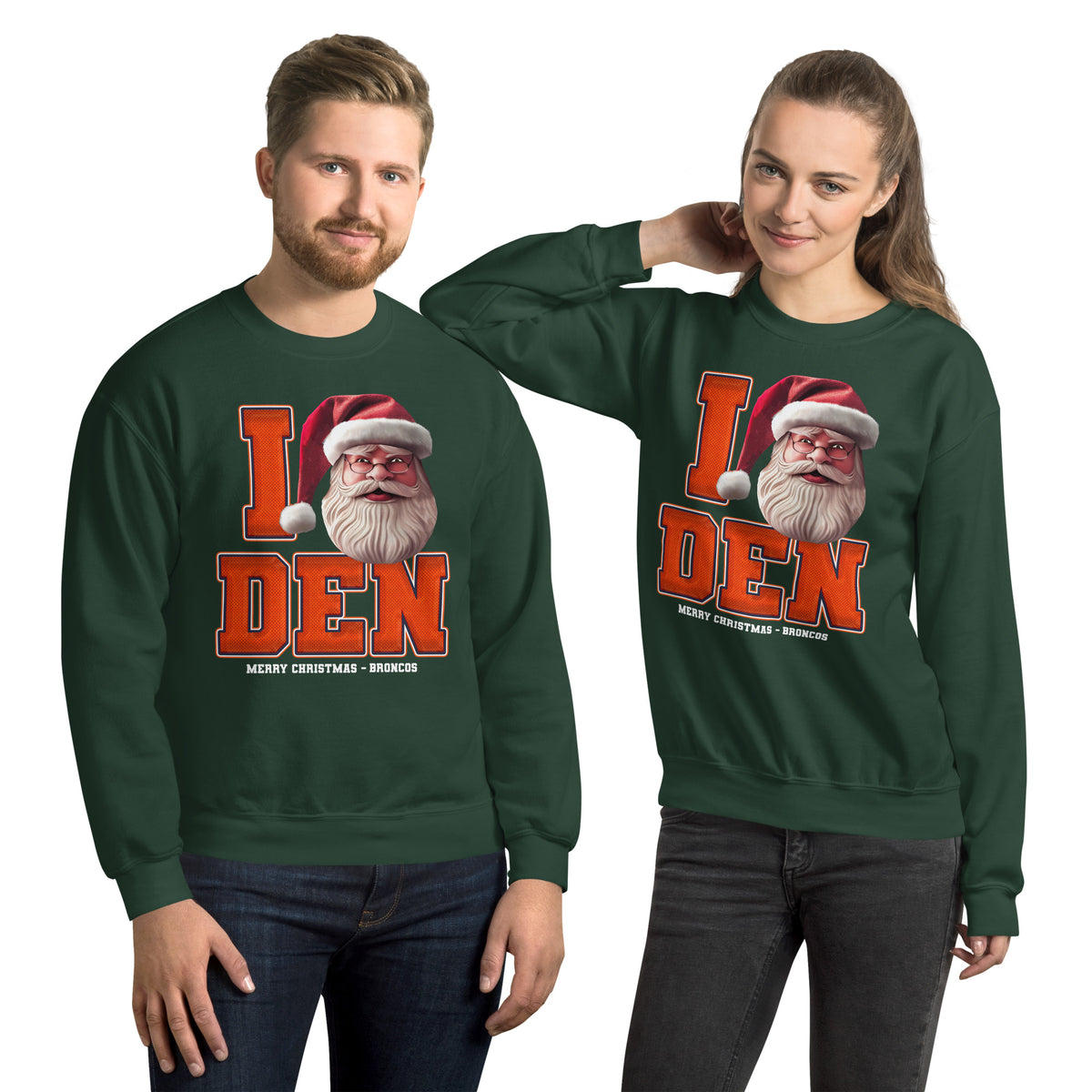 Back/detail view of I DEN Santa — Denver Football Crewneck Sweatshirt graphic sweatshirt