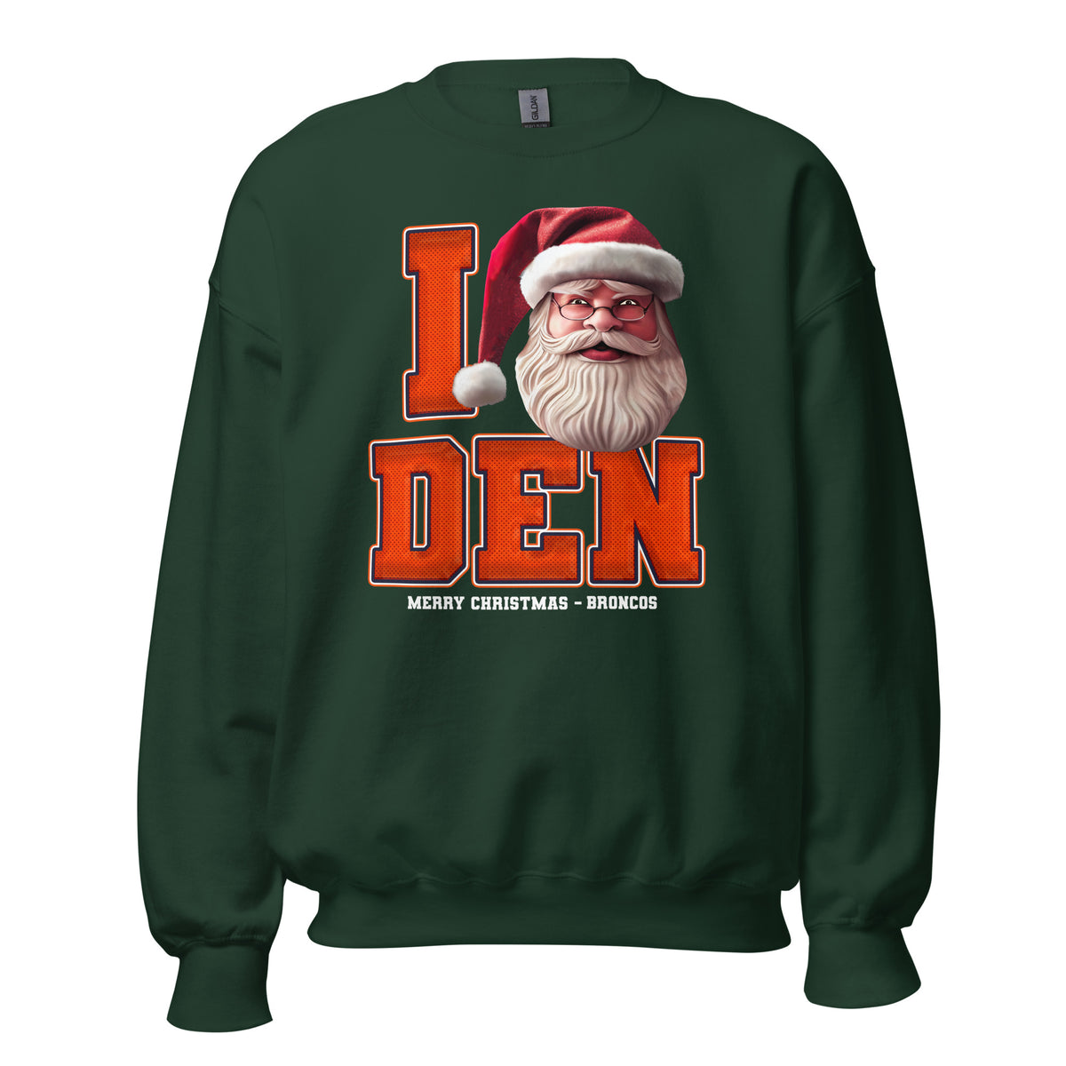 Back/detail view of I DEN Santa — Denver Football Crewneck Sweatshirt graphic sweatshirt