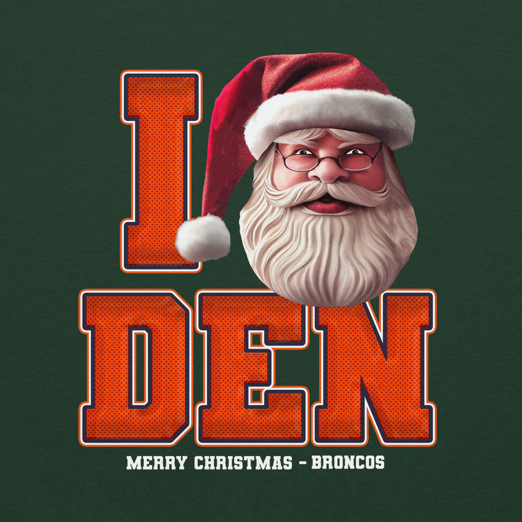 Back/detail view of I DEN Santa — Denver Football Crewneck Sweatshirt graphic sweatshirt