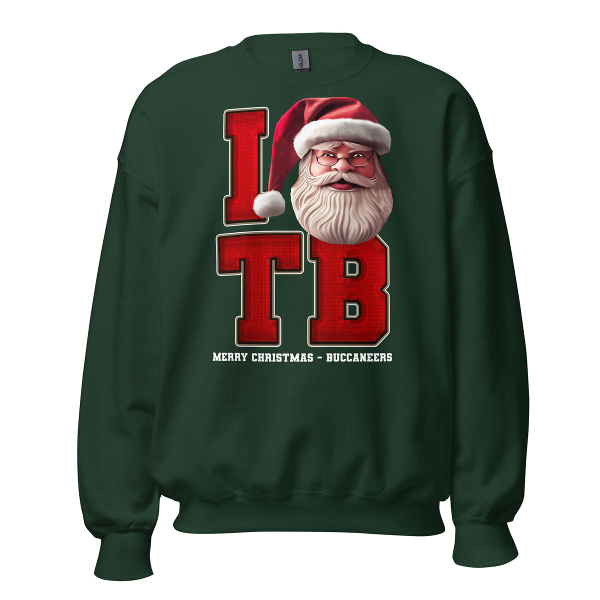 Back/detail view of I TB Santa — Tampa Bay Football Crewneck Sweatshirt graphic sweatshirt