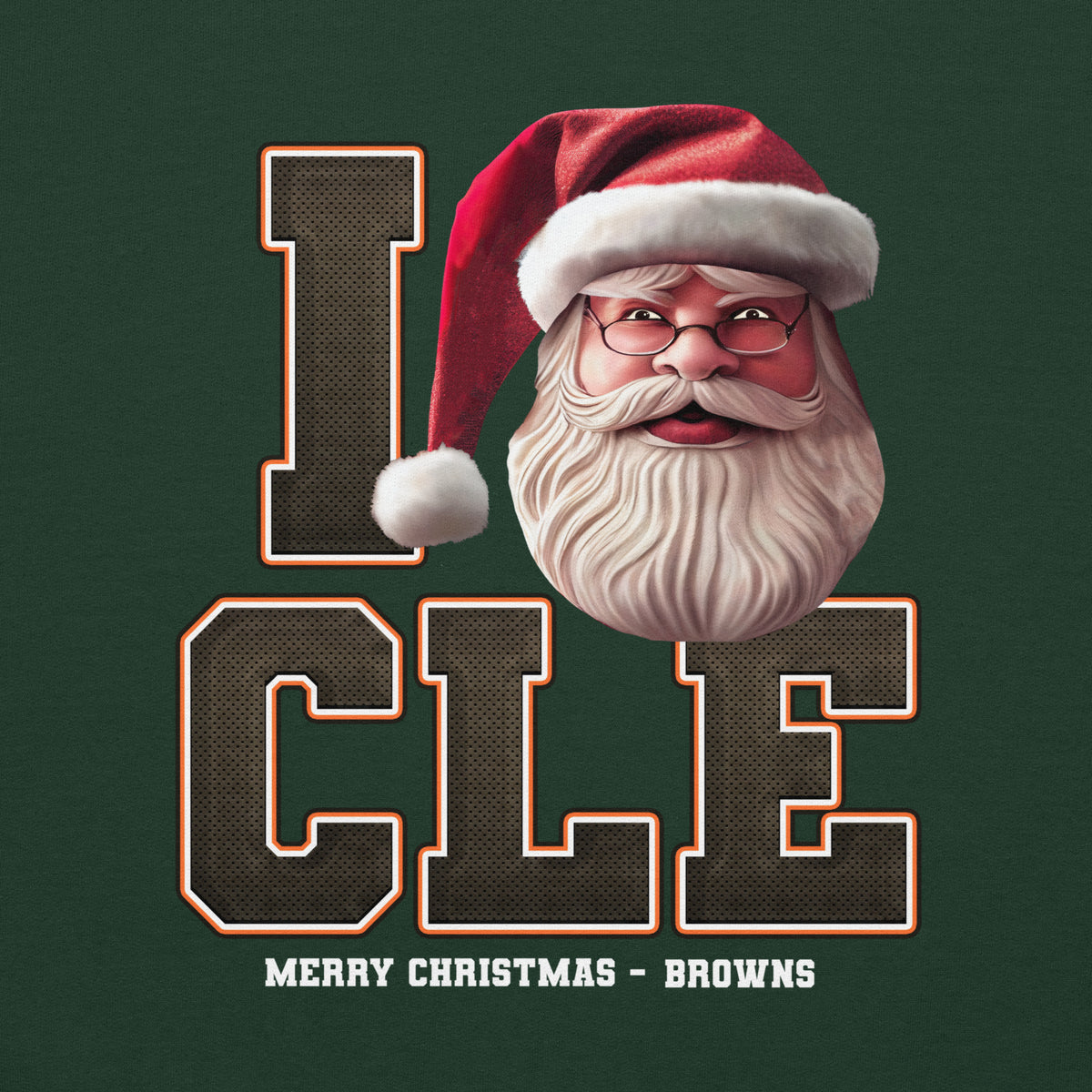Back/detail view of I CLE Santa — Cleveland Football Crewneck Sweatshirt graphic sweatshirt