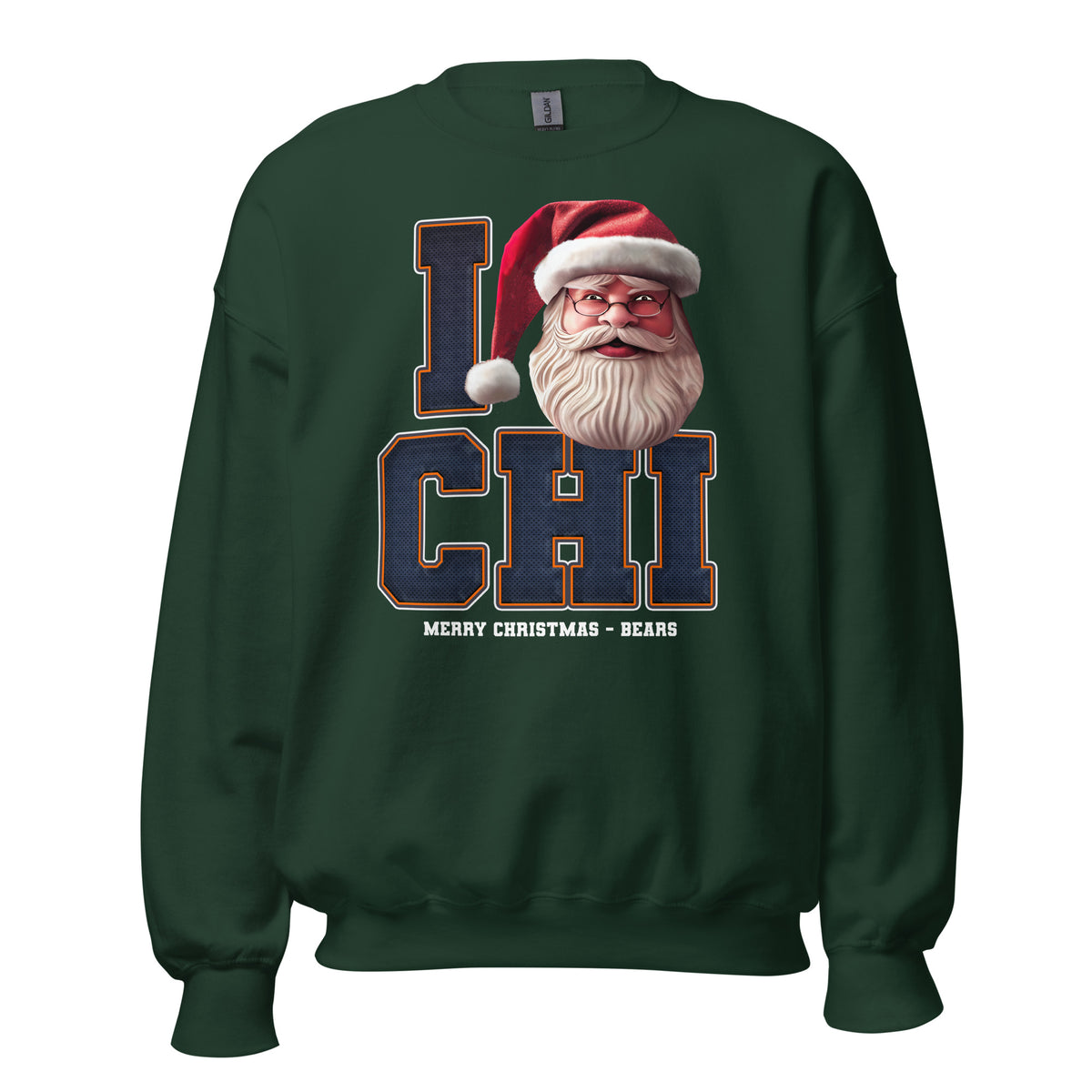 Back/detail view of I CHI Santa — Chicago Football Crewneck Sweatshirt graphic sweatshirt