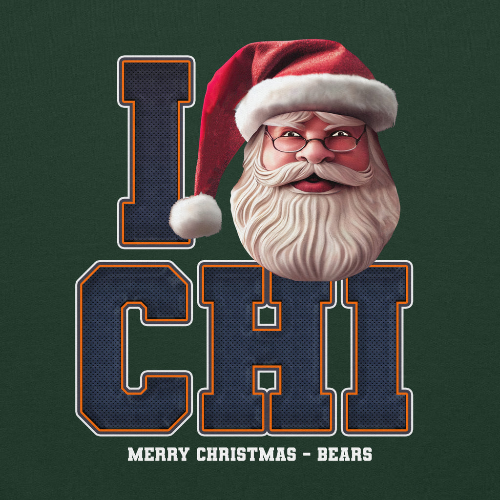 Back/detail view of I CHI Santa — Chicago Football Crewneck Sweatshirt graphic sweatshirt