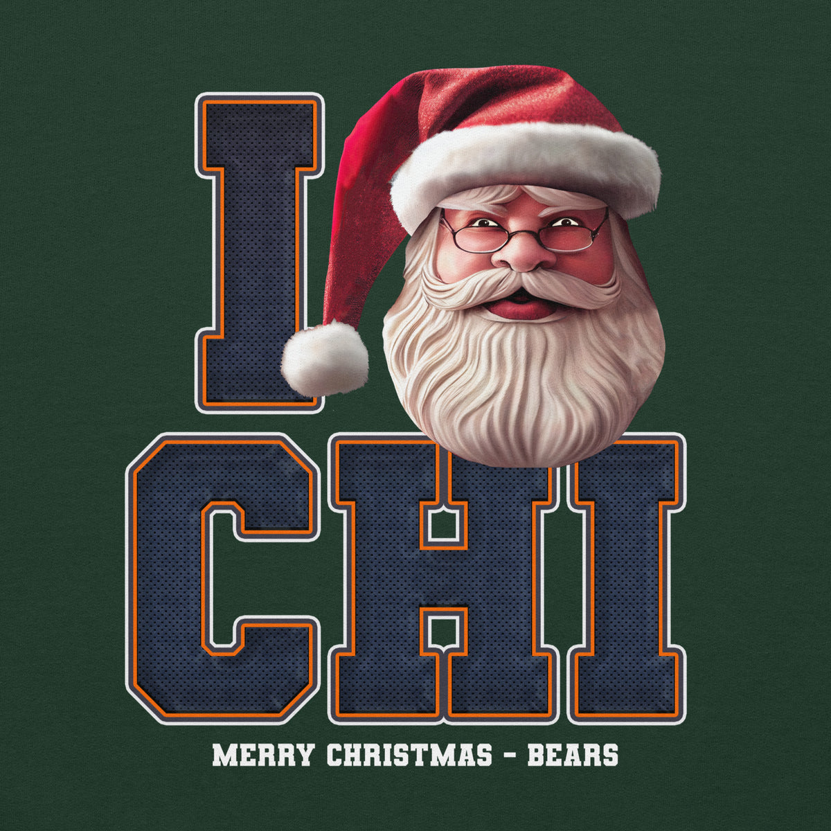 Back/detail view of I CHI Santa — Chicago Football Crewneck Sweatshirt graphic sweatshirt