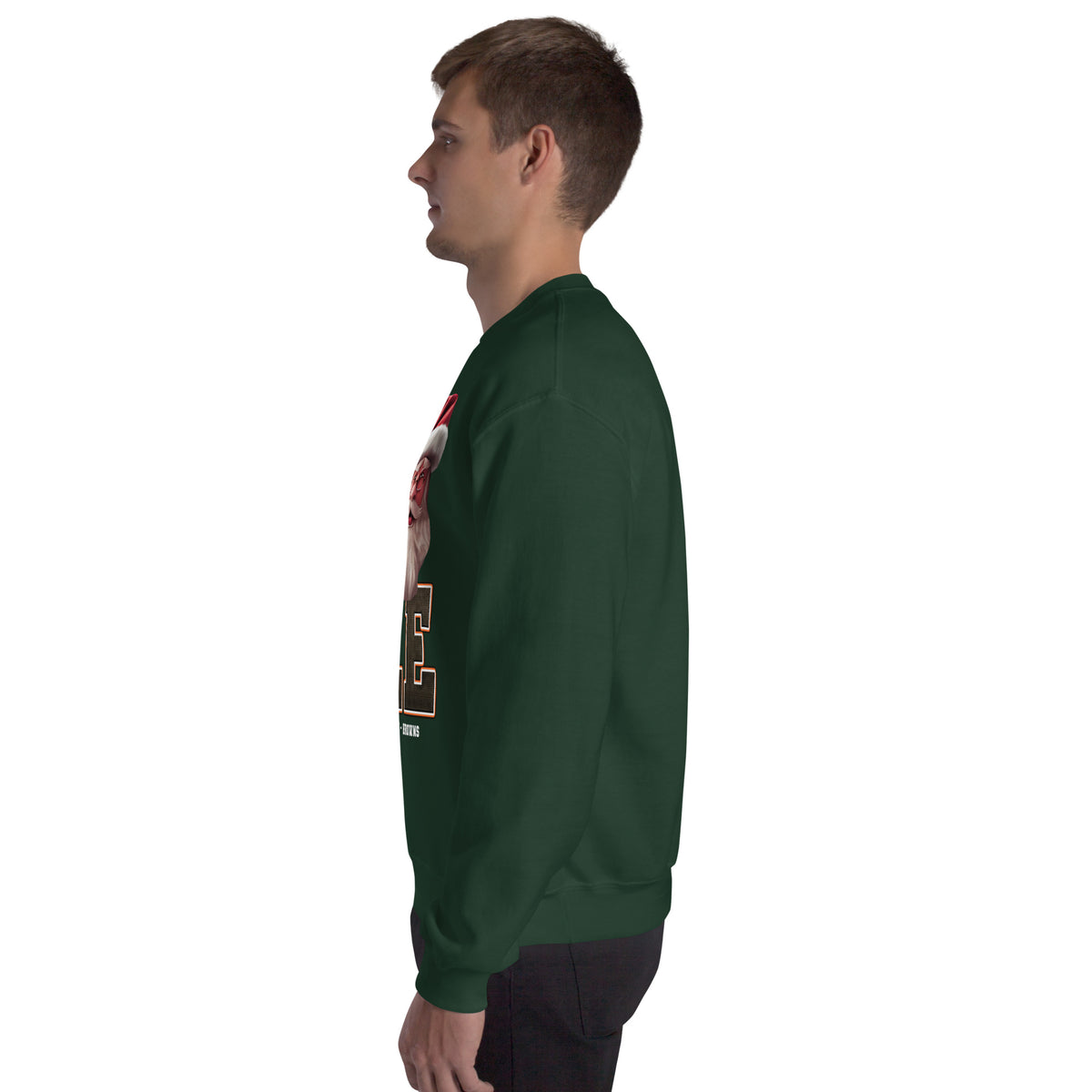Back/detail view of I CLE Santa — Cleveland Football Crewneck Sweatshirt graphic sweatshirt