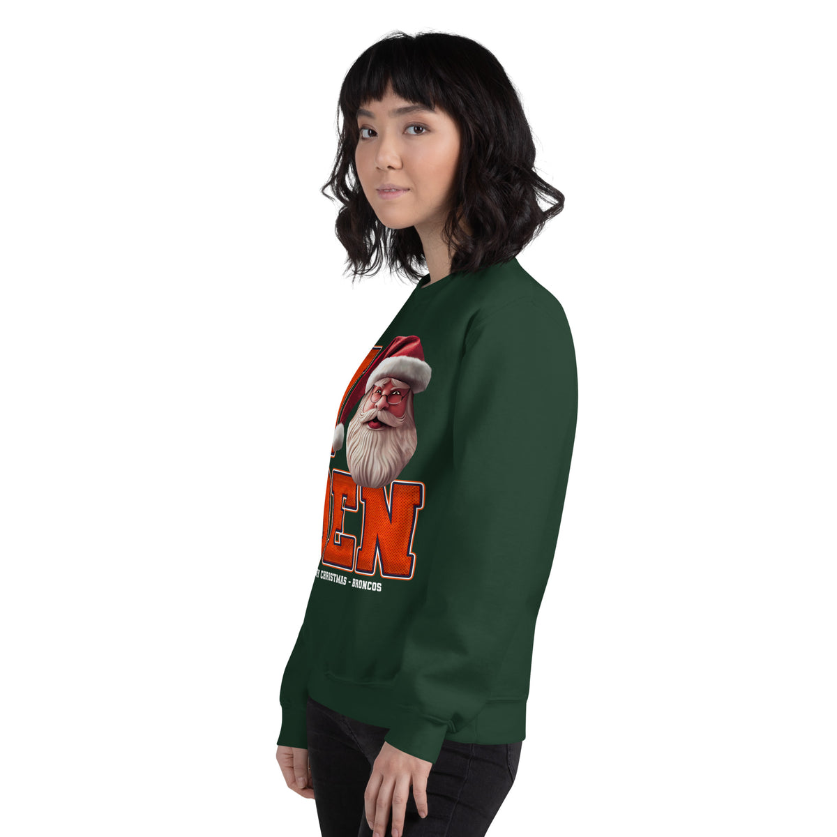 Back/detail view of I DEN Santa — Denver Football Crewneck Sweatshirt graphic sweatshirt