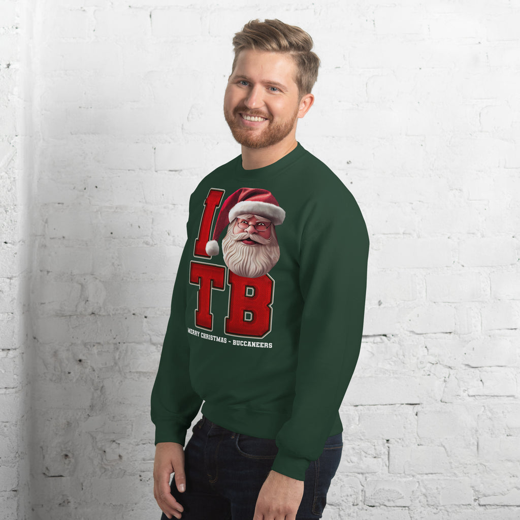 Back/detail view of I TB Santa — Tampa Bay Football Crewneck Sweatshirt graphic sweatshirt
