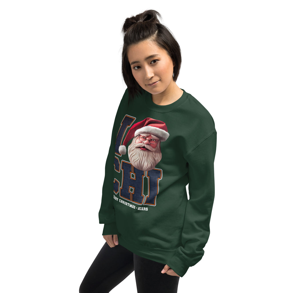 Back/detail view of I CHI Santa — Chicago Football Crewneck Sweatshirt graphic sweatshirt