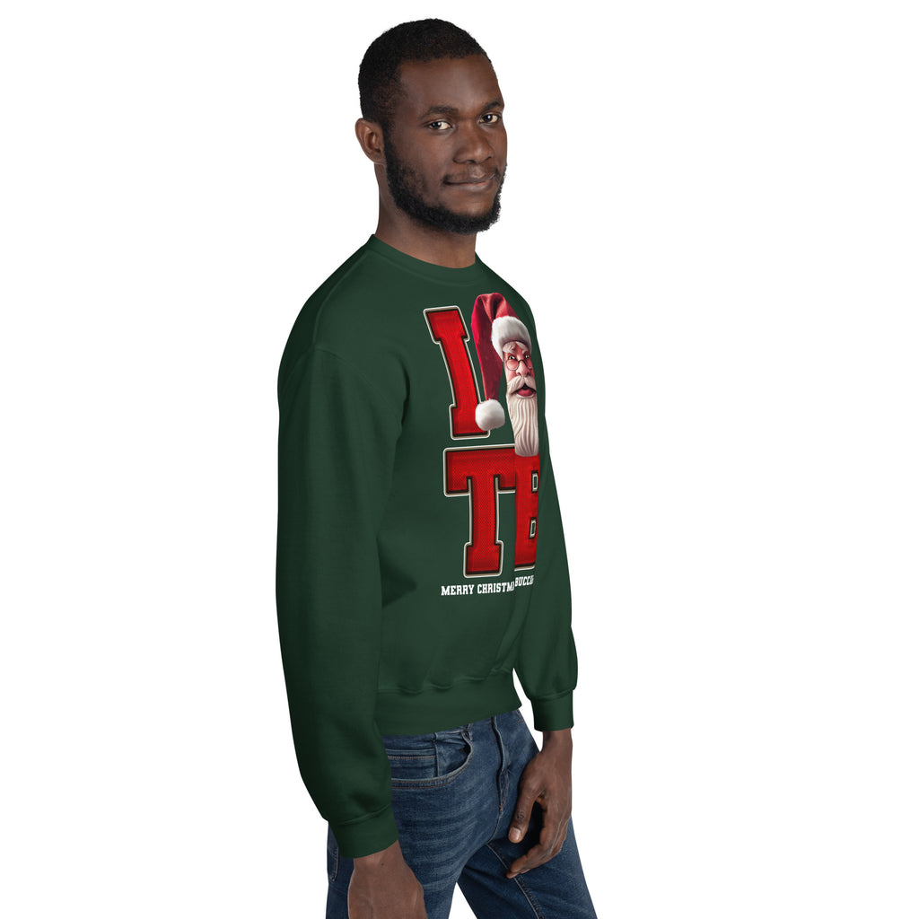 Back/detail view of I TB Santa — Tampa Bay Football Crewneck Sweatshirt graphic sweatshirt