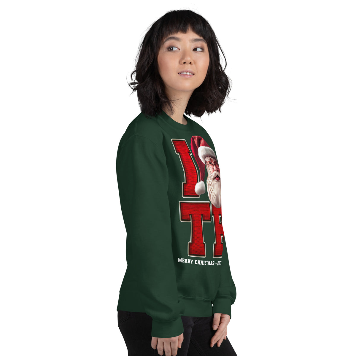 Back/detail view of I TB Santa — Tampa Bay Football Crewneck Sweatshirt graphic sweatshirt