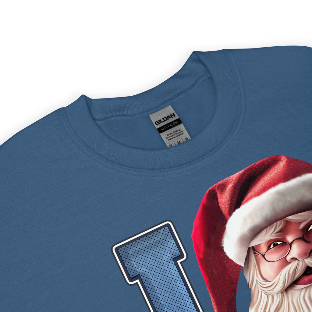 Back/detail view of I IND Santa — Indianapolis Football Crewneck Sweatshirt graphic sweatshirt