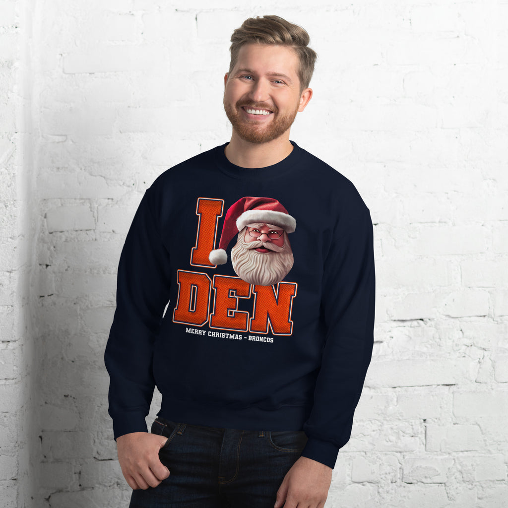 Back/detail view of I DEN Santa — Denver Football Crewneck Sweatshirt graphic sweatshirt