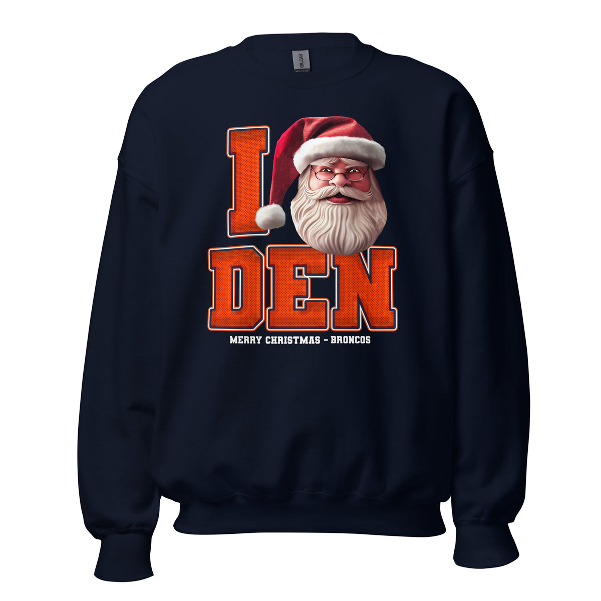 Back/detail view of I DEN Santa — Denver Football Crewneck Sweatshirt graphic sweatshirt