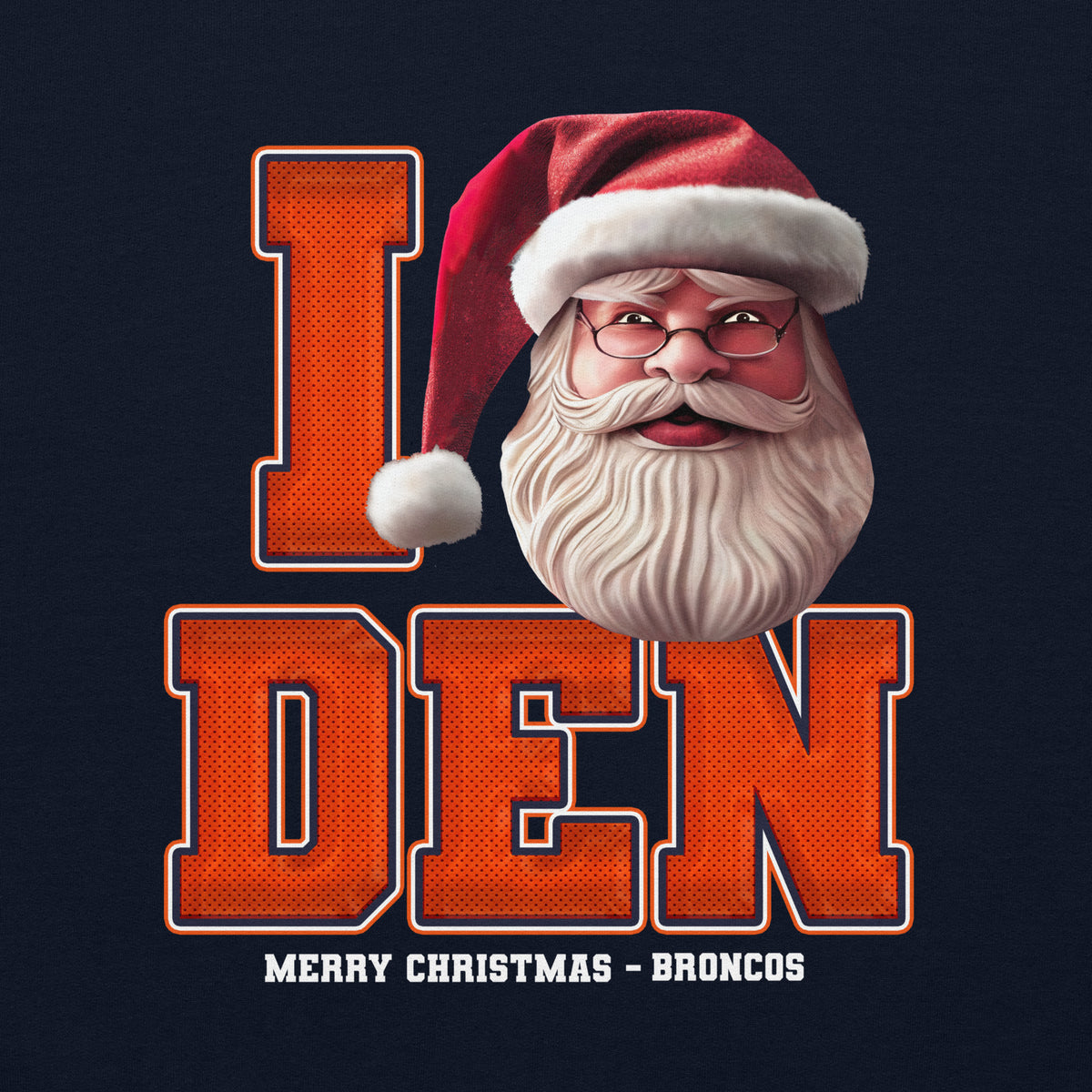 Back/detail view of I DEN Santa — Denver Football Crewneck Sweatshirt graphic sweatshirt