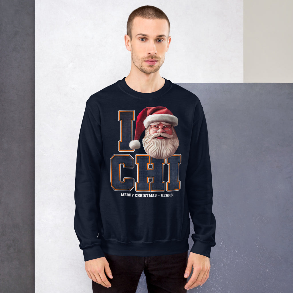 Back/detail view of I CHI Santa — Chicago Football Crewneck Sweatshirt graphic sweatshirt