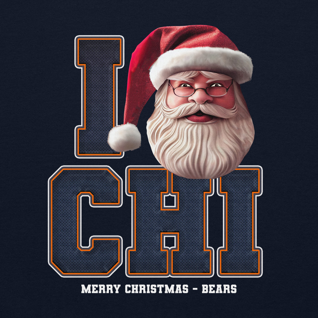 Back/detail view of I CHI Santa — Chicago Football Crewneck Sweatshirt graphic sweatshirt