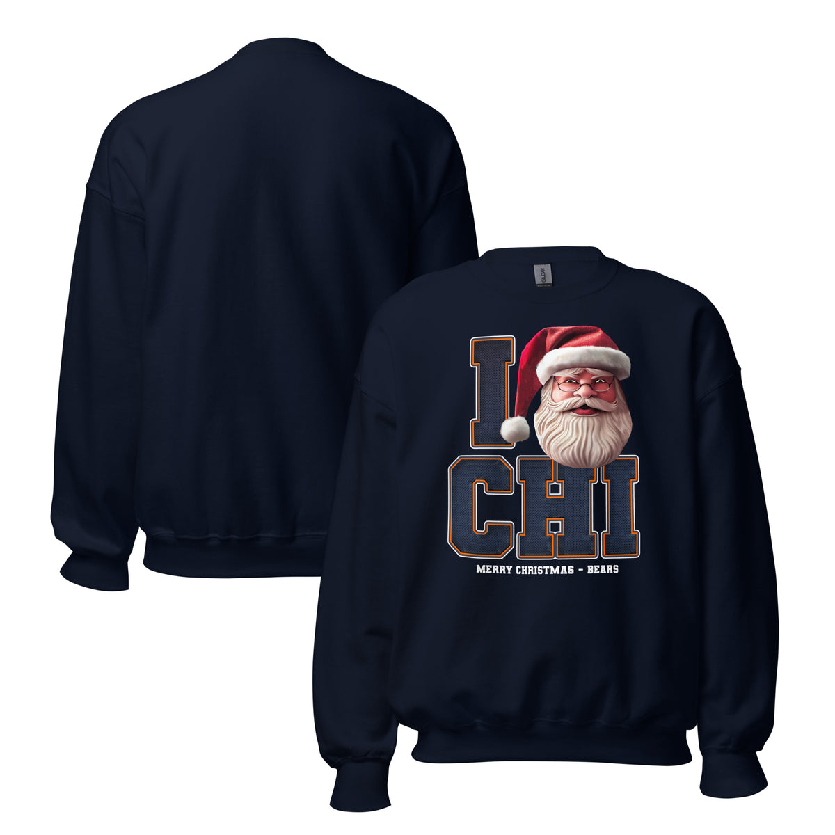 Back/detail view of I CHI Santa — Chicago Football Crewneck Sweatshirt graphic sweatshirt
