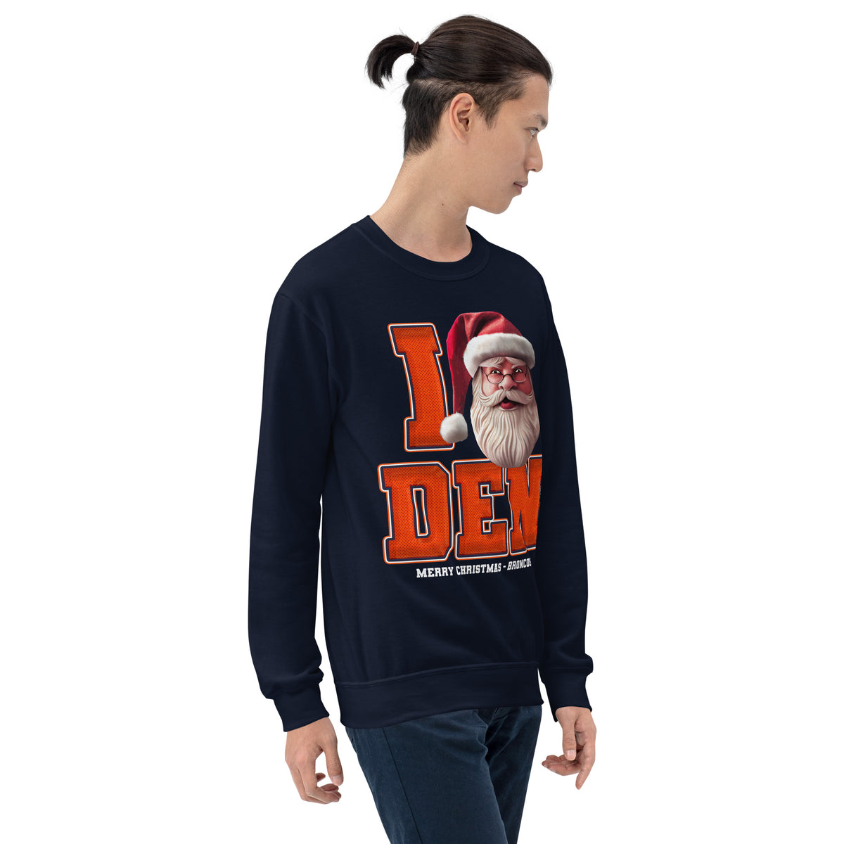 Back/detail view of I DEN Santa — Denver Football Crewneck Sweatshirt graphic sweatshirt