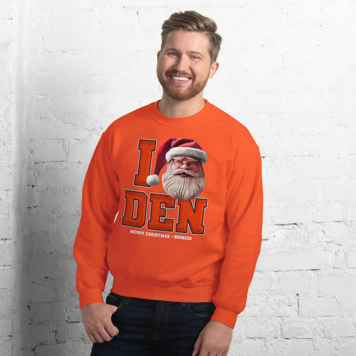 Back/detail view of I DEN Santa — Denver Football Crewneck Sweatshirt graphic sweatshirt