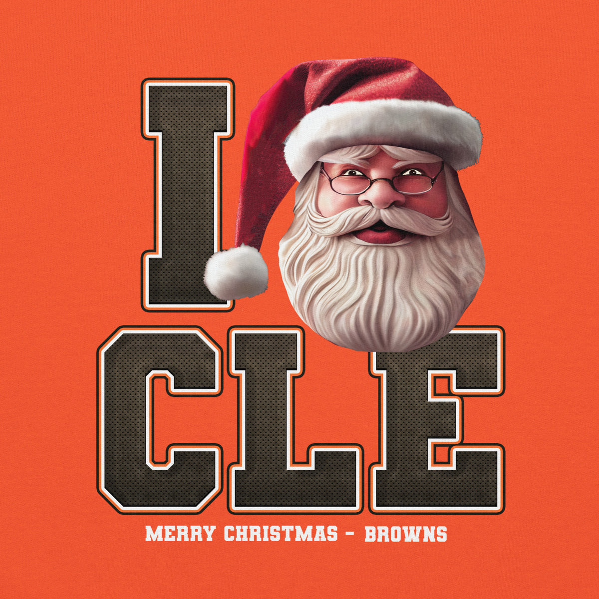 Back/detail view of I CLE Santa — Cleveland Football Crewneck Sweatshirt graphic sweatshirt