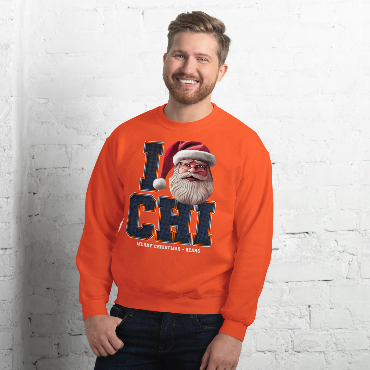 Back/detail view of I CHI Santa — Chicago Football Crewneck Sweatshirt graphic sweatshirt