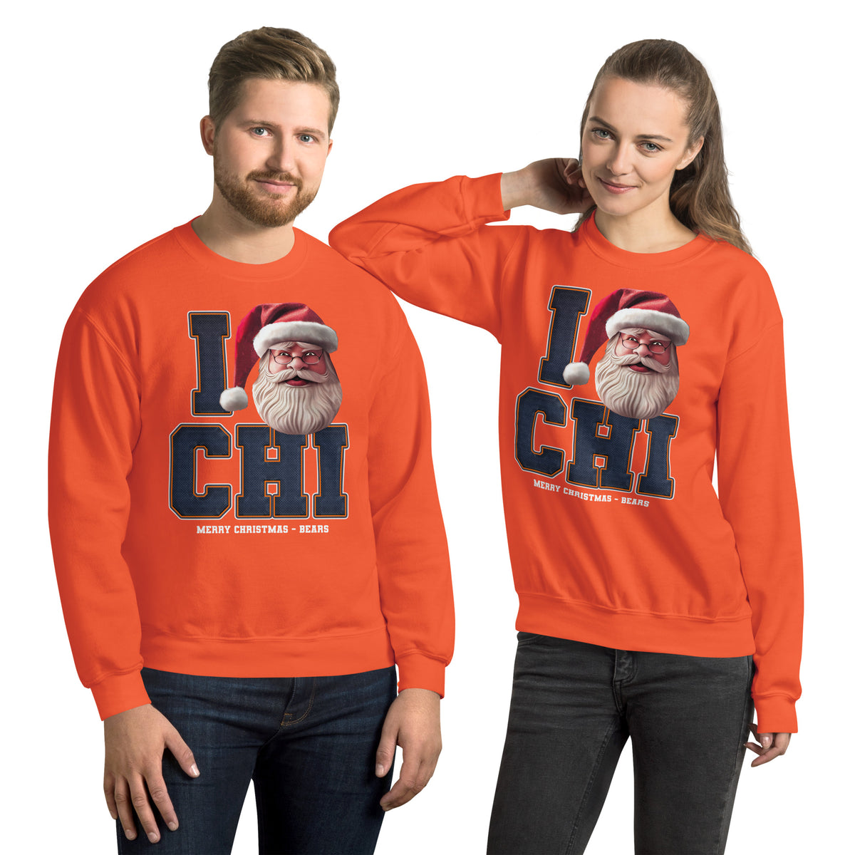 Back/detail view of I CHI Santa — Chicago Football Crewneck Sweatshirt graphic sweatshirt