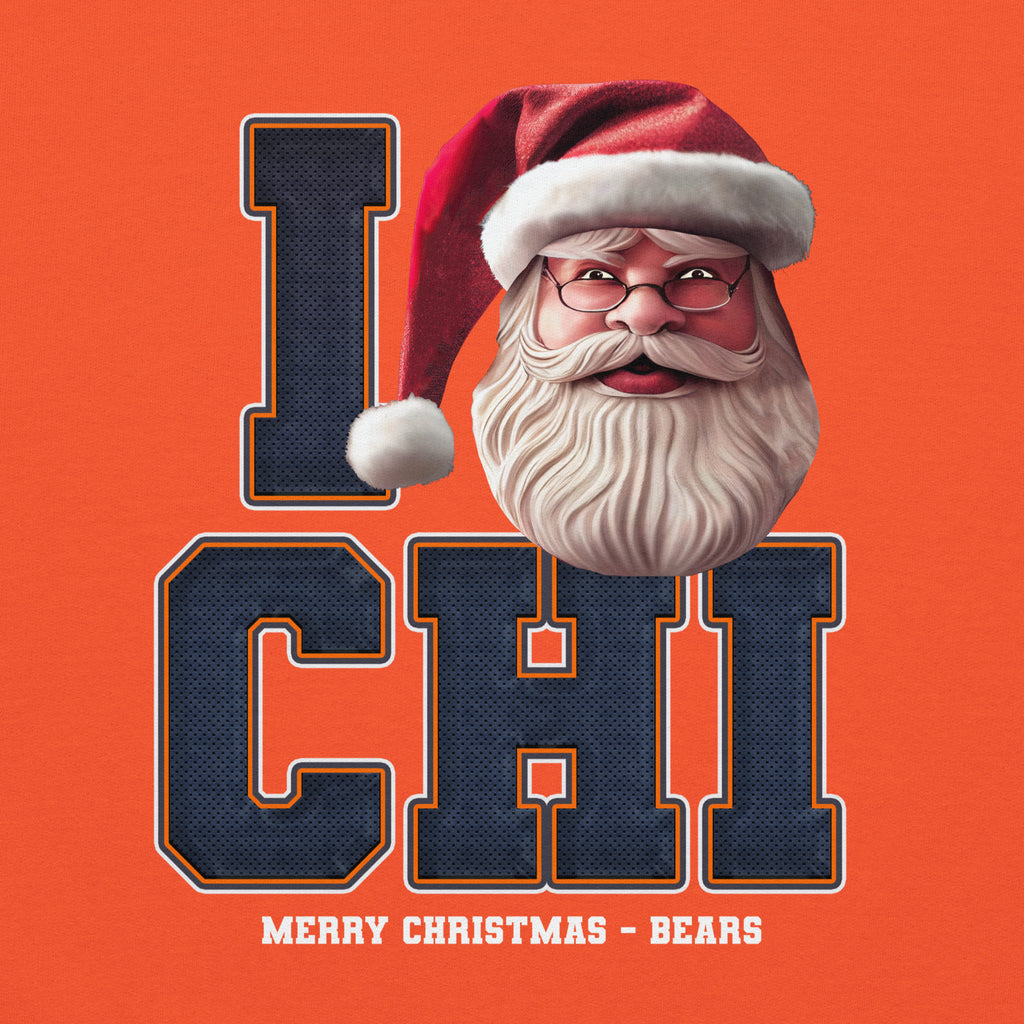 Back/detail view of I CHI Santa — Chicago Football Crewneck Sweatshirt graphic sweatshirt