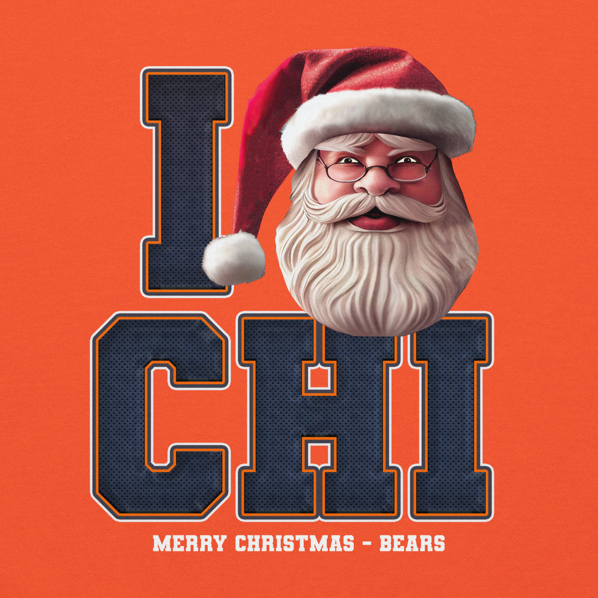 Back/detail view of I CHI Santa — Chicago Football Crewneck Sweatshirt graphic sweatshirt