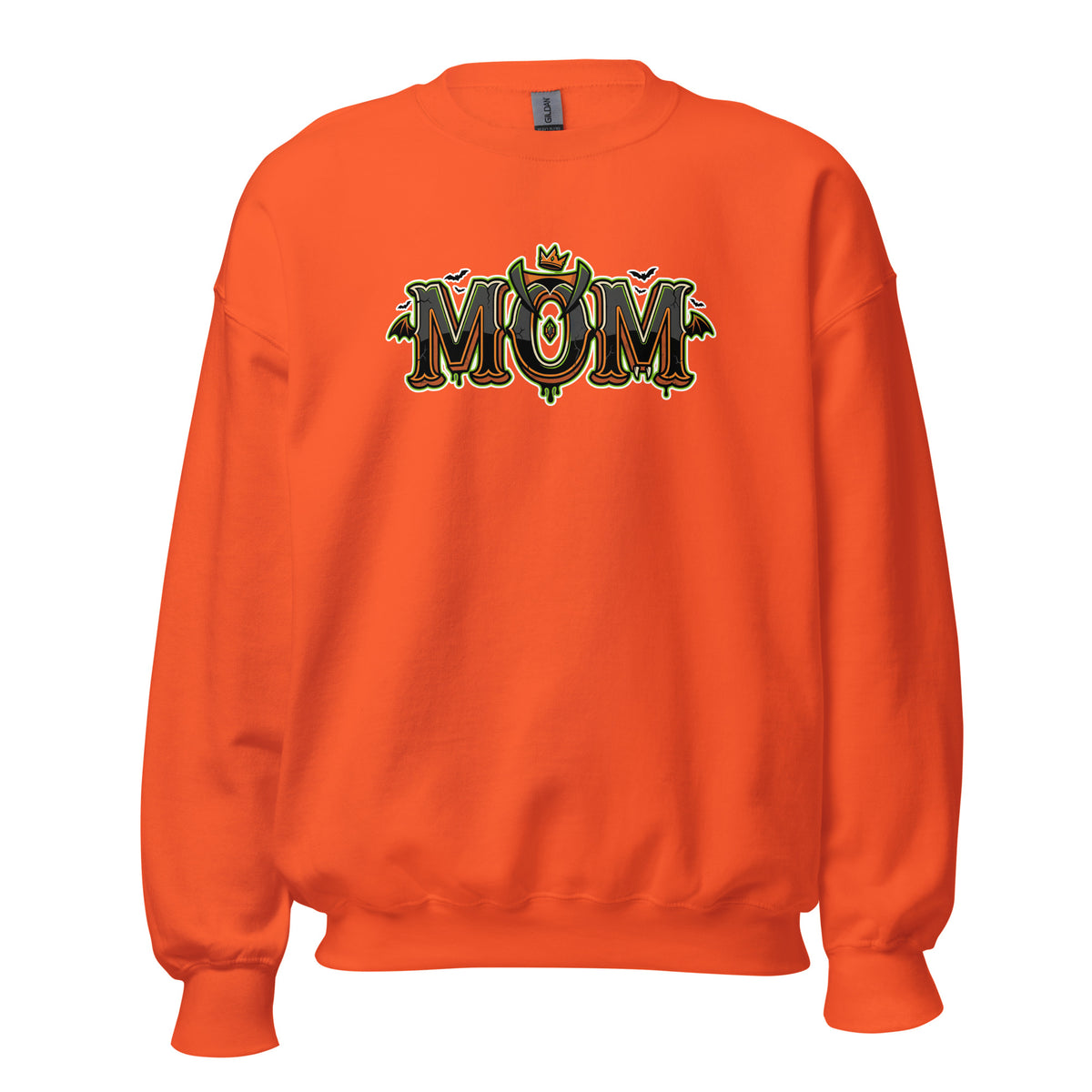 MOM Halloween monster name Unisex Sweatshirt in Black with spooky front lettering and blank back