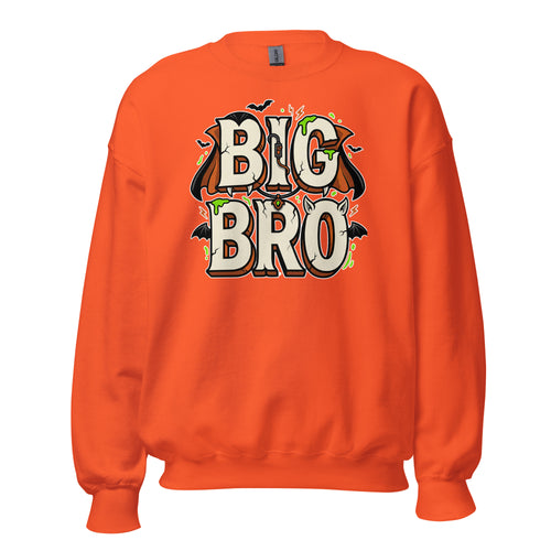 BIG BRO Halloween monster name Unisex Sweatshirt in Black with spooky front lettering and blank back