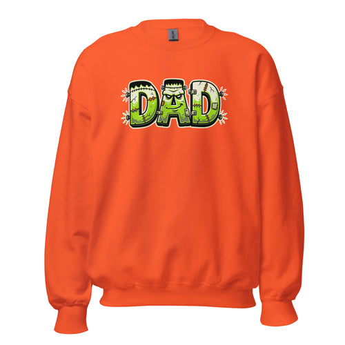 DAD Halloween monster name Unisex Sweatshirt in Black with spooky front lettering and blank back