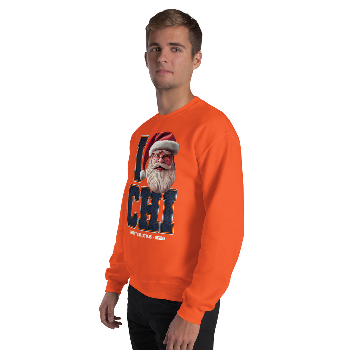 Back/detail view of I CHI Santa — Chicago Football Crewneck Sweatshirt graphic sweatshirt