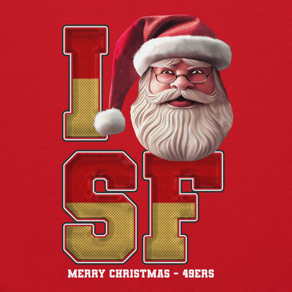 Back/detail view of I SF Santa — San Francisco Football Crewneck Sweatshirt graphic sweatshirt