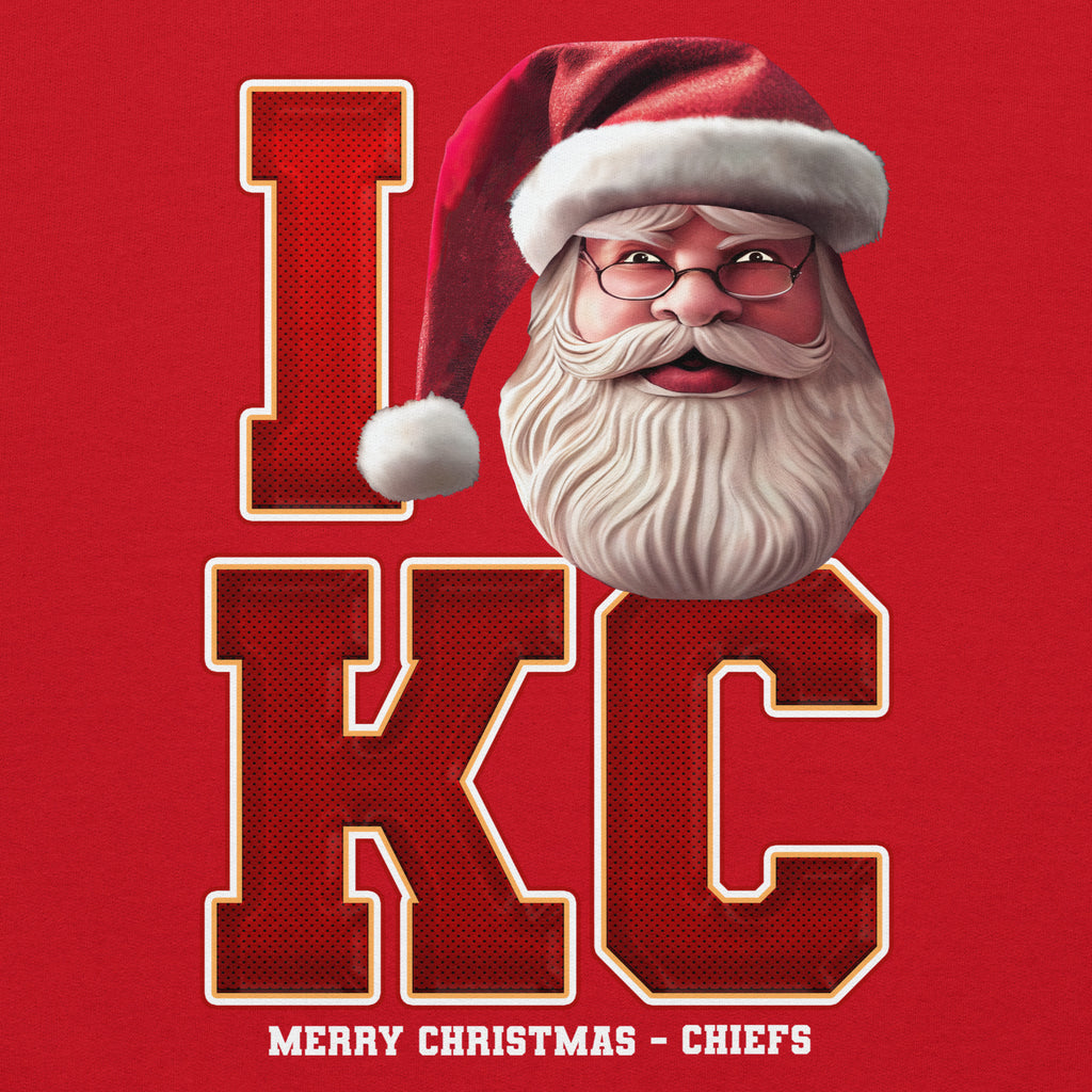 Back/detail view of I KC Santa — Kansas City Football Crewneck Sweatshirt graphic sweatshirt