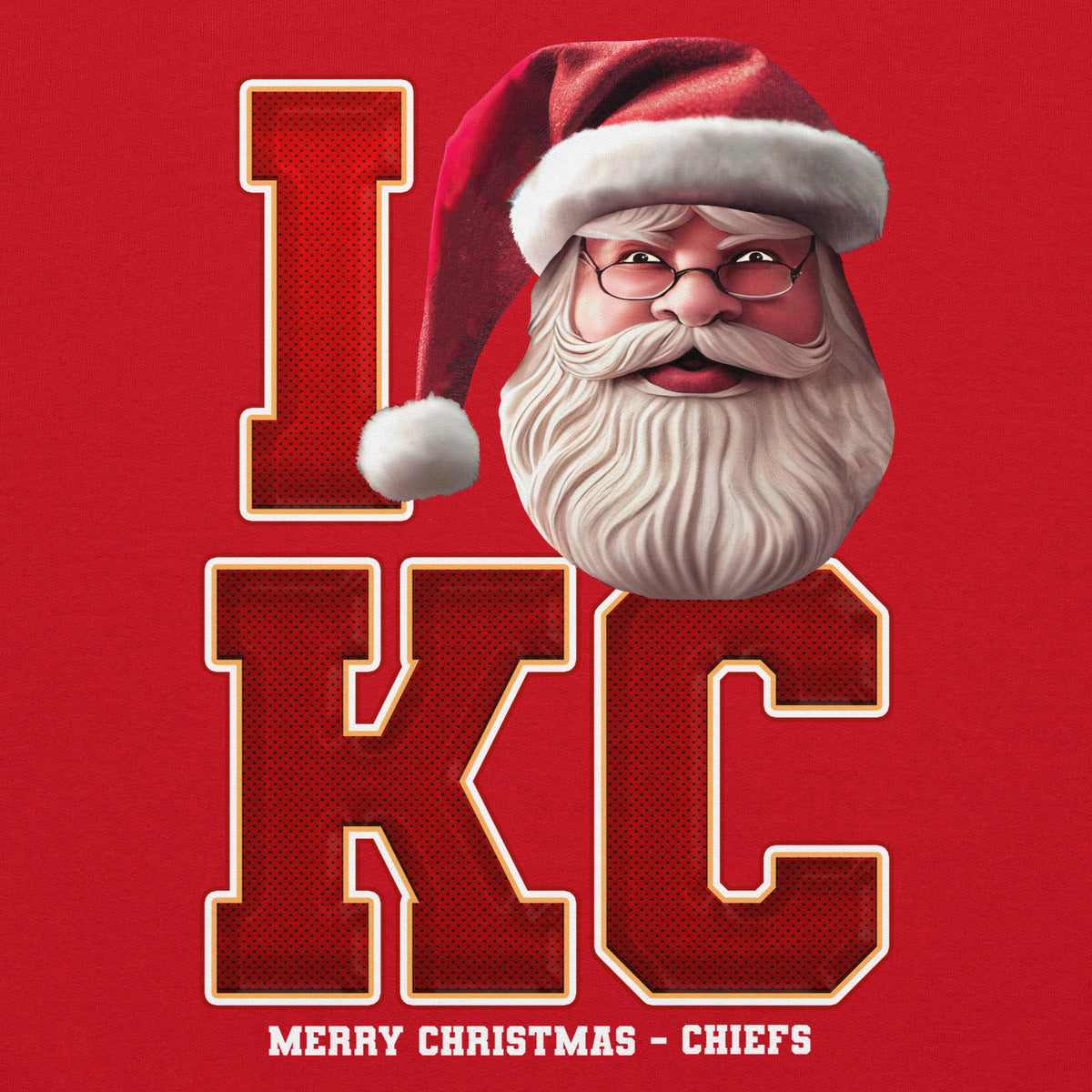 Back/detail view of I KC Santa — Kansas City Football Crewneck Sweatshirt graphic sweatshirt