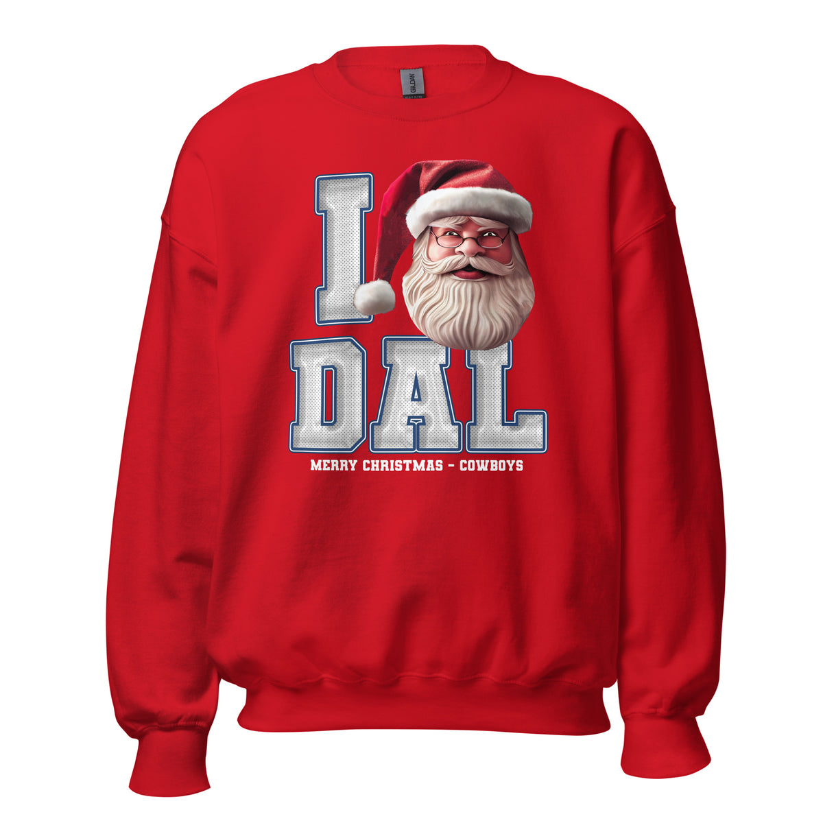 Back/detail view of I DAL Santa — Dallas Football Crewneck Sweatshirt graphic sweatshirt