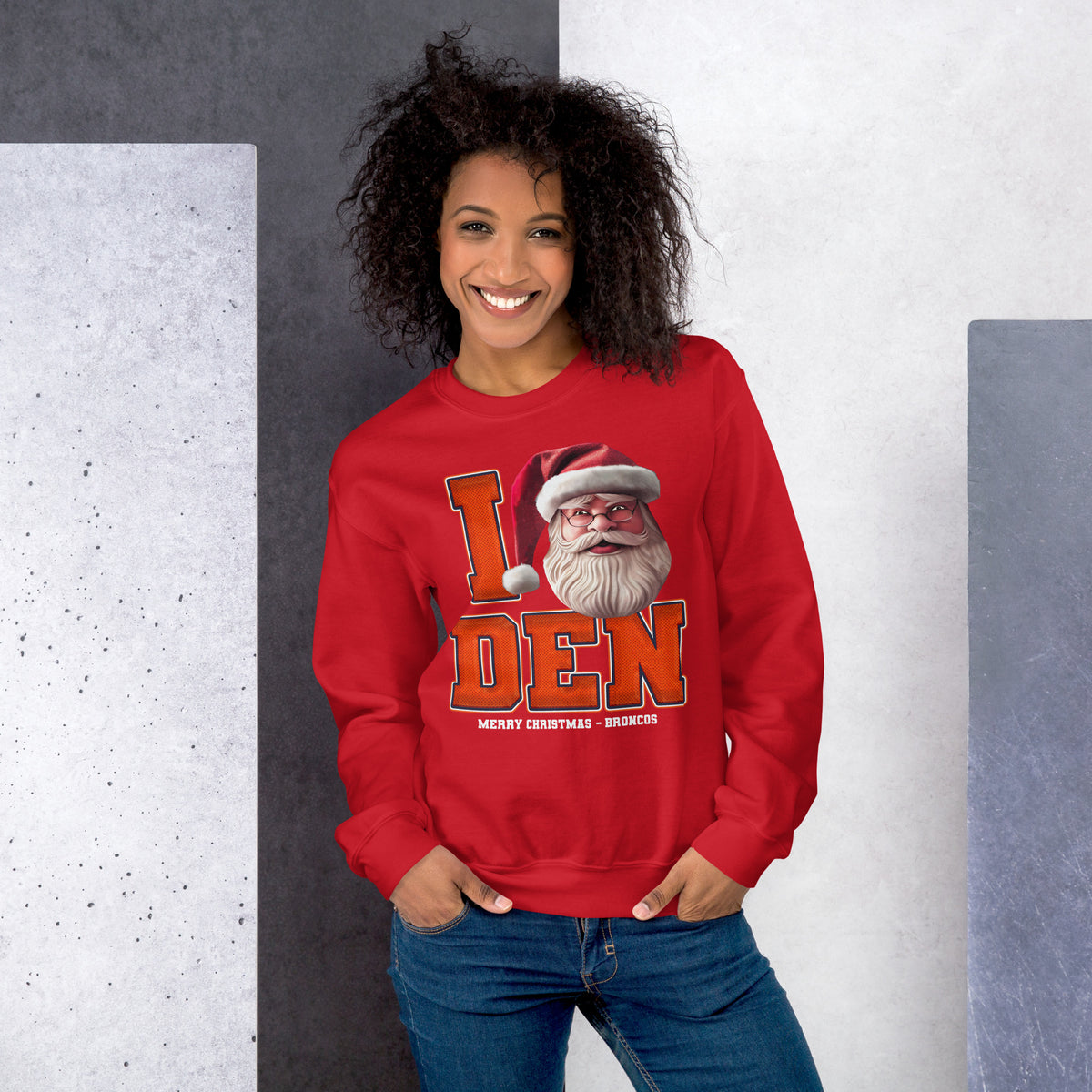 Back/detail view of I DEN Santa — Denver Football Crewneck Sweatshirt graphic sweatshirt