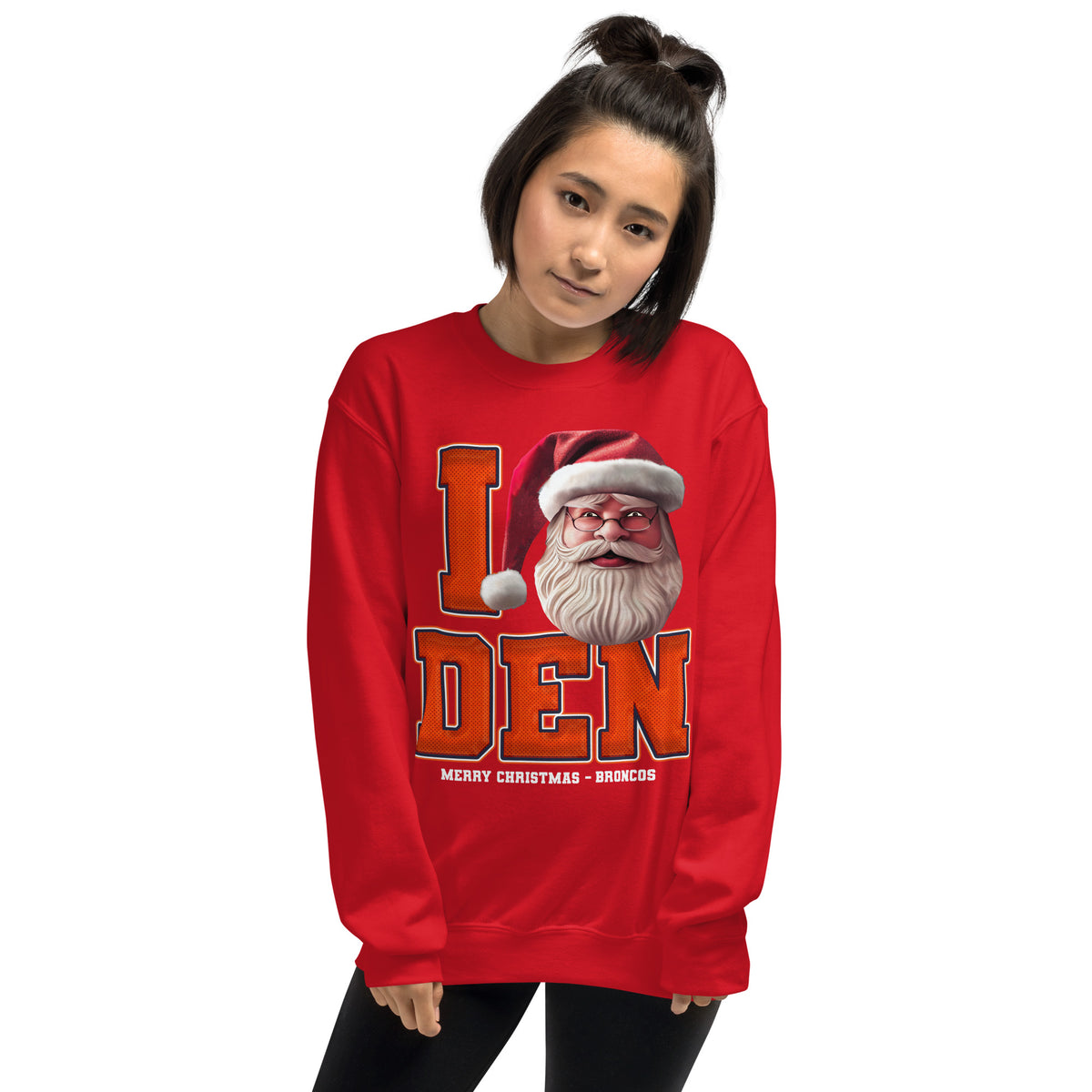 Back/detail view of I DEN Santa — Denver Football Crewneck Sweatshirt graphic sweatshirt