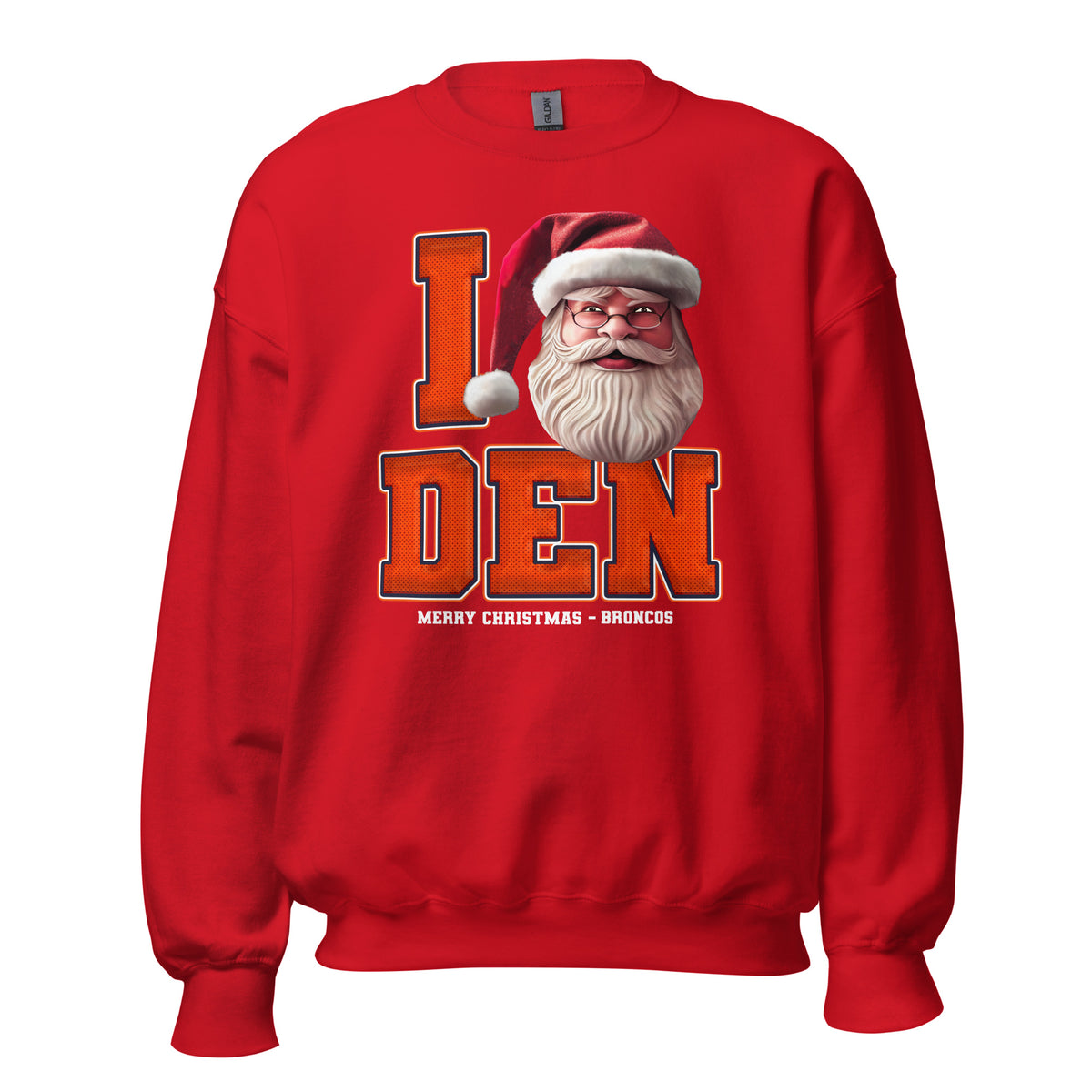Back/detail view of I DEN Santa — Denver Football Crewneck Sweatshirt graphic sweatshirt