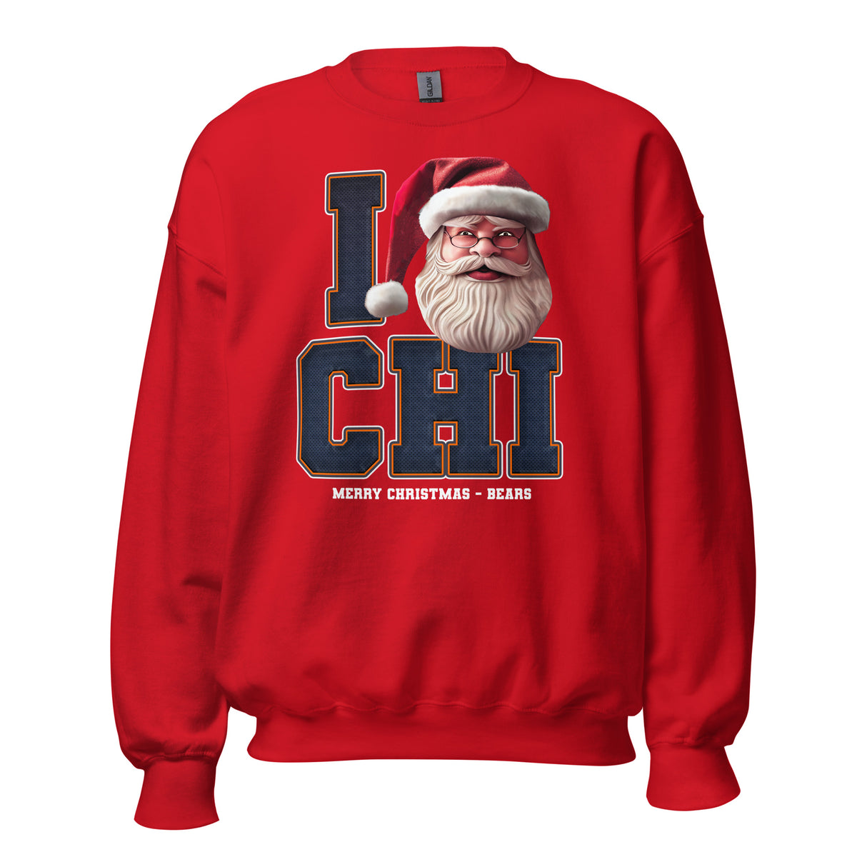 Back/detail view of I CHI Santa — Chicago Football Crewneck Sweatshirt graphic sweatshirt