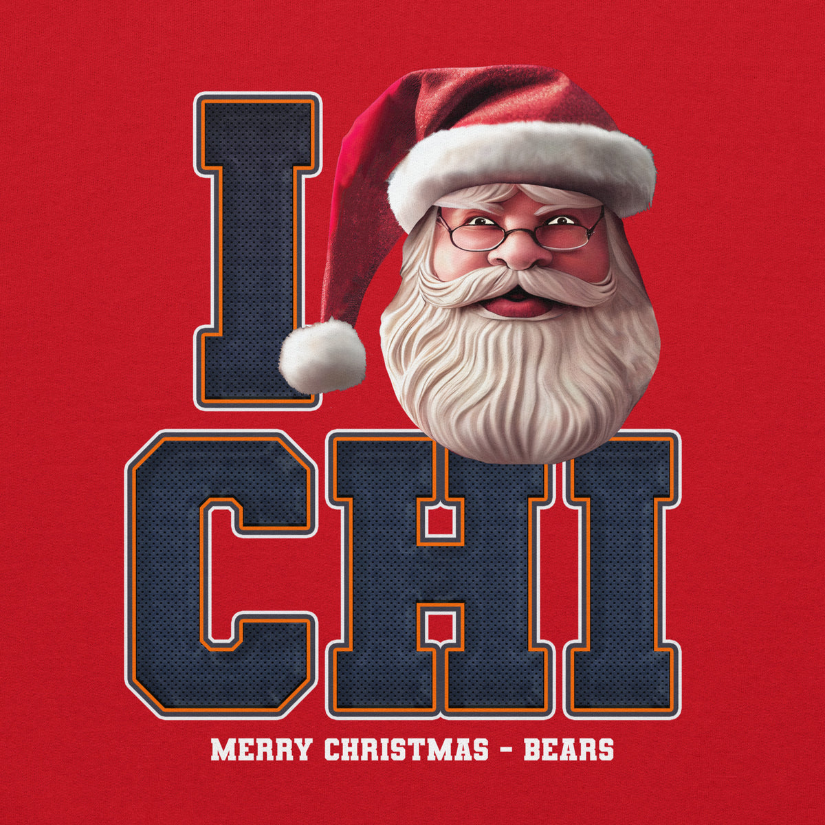 Back/detail view of I CHI Santa — Chicago Football Crewneck Sweatshirt graphic sweatshirt