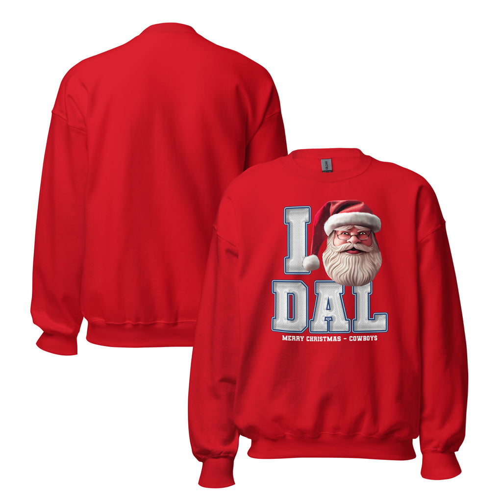 Back/detail view of I DAL Santa — Dallas Football Crewneck Sweatshirt graphic sweatshirt