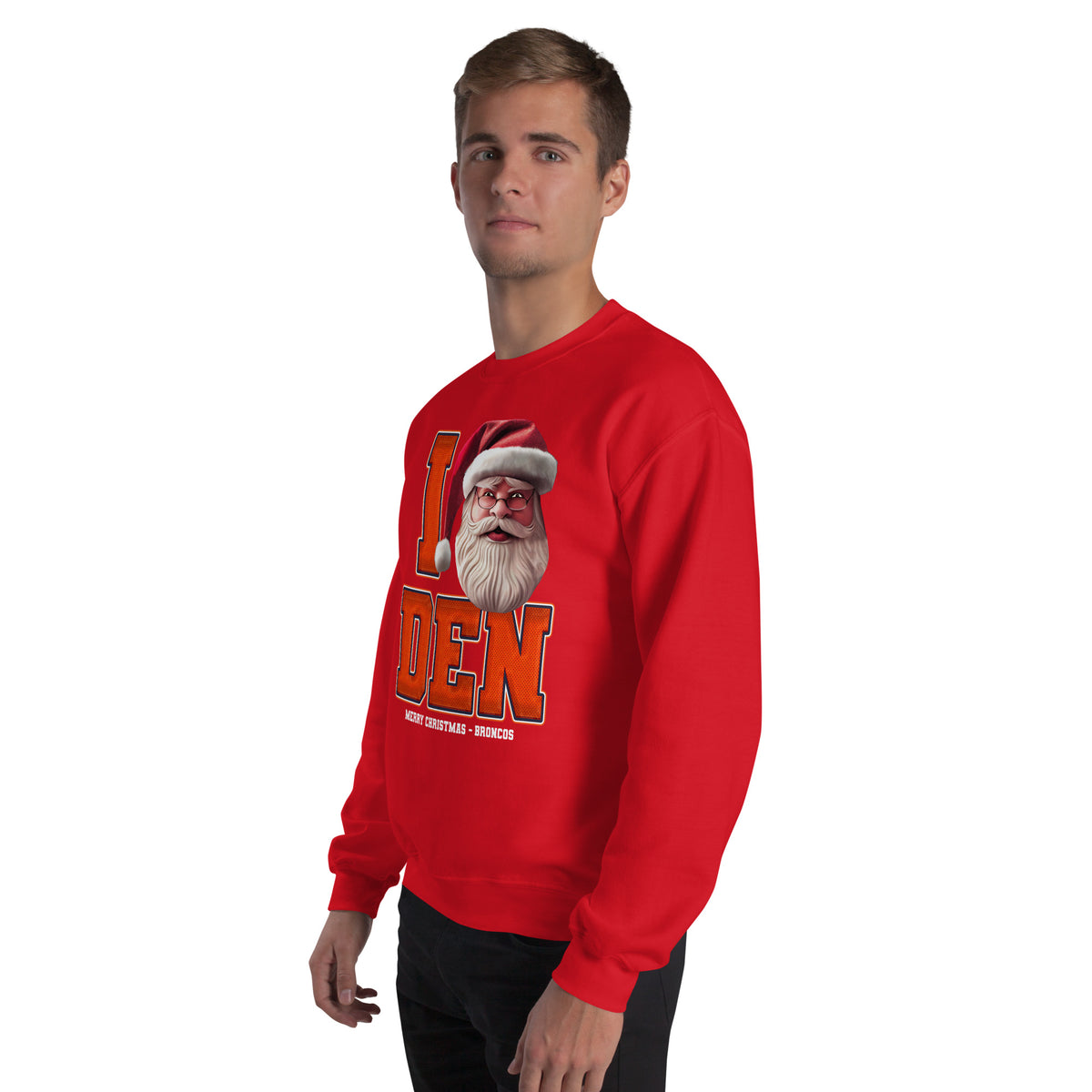 Back/detail view of I DEN Santa — Denver Football Crewneck Sweatshirt graphic sweatshirt