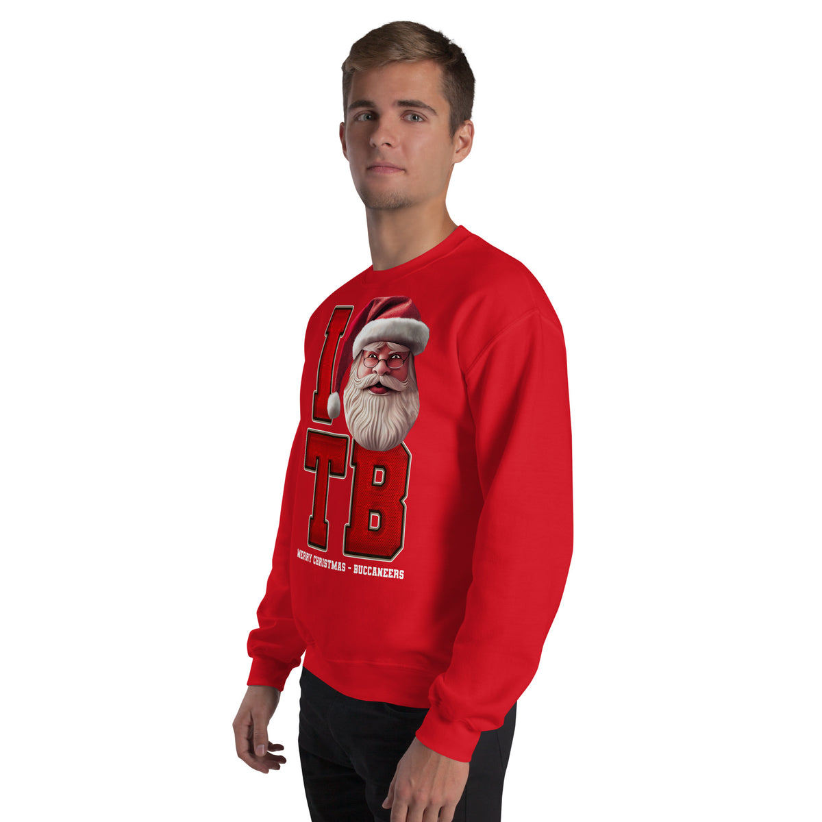 Back/detail view of I TB Santa — Tampa Bay Football Crewneck Sweatshirt graphic sweatshirt