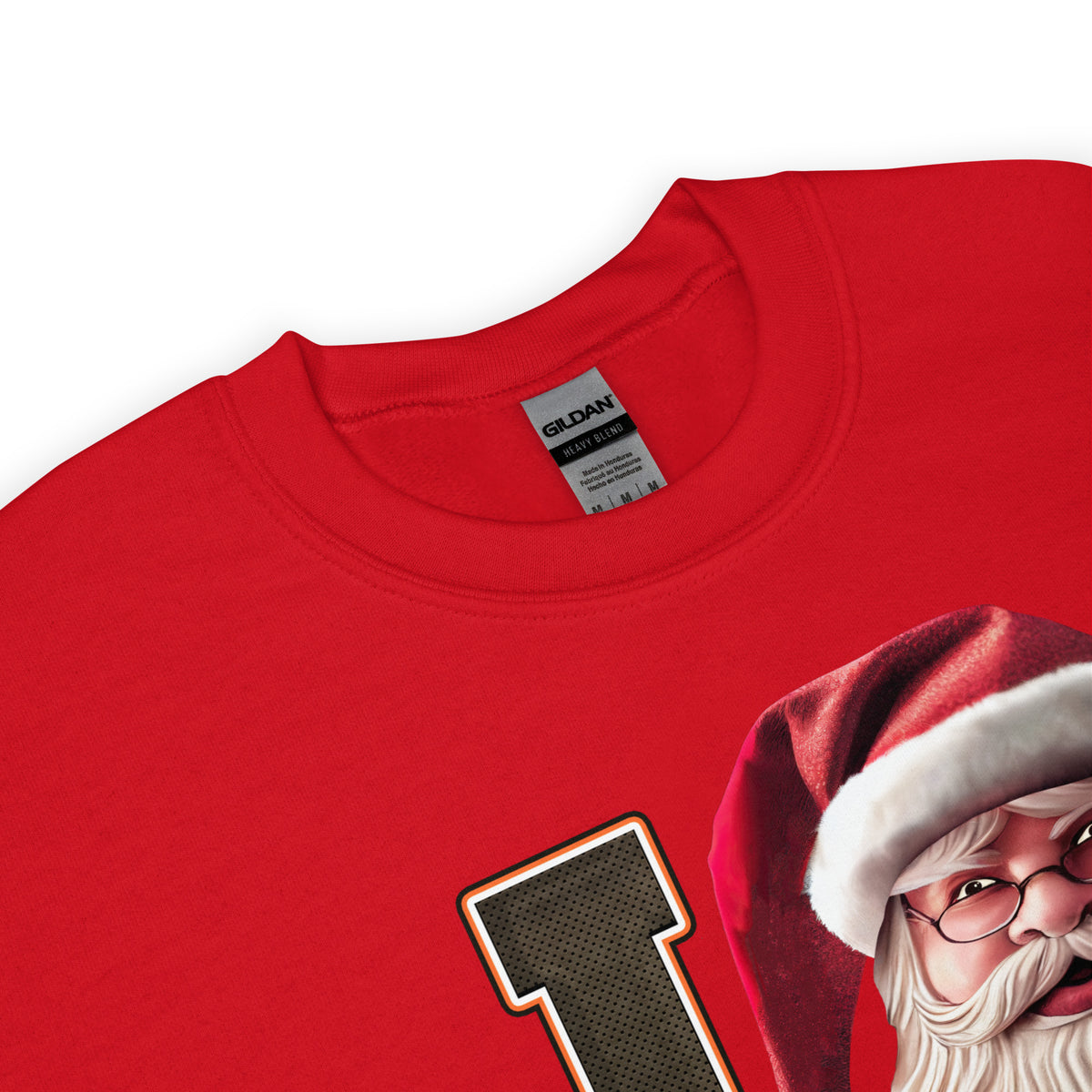 Back/detail view of I CLE Santa — Cleveland Football Crewneck Sweatshirt graphic sweatshirt