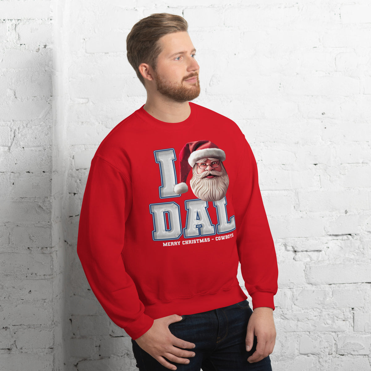 Back/detail view of I DAL Santa — Dallas Football Crewneck Sweatshirt graphic sweatshirt