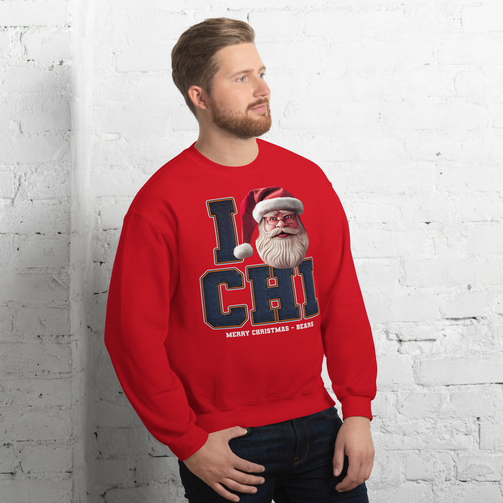 Back/detail view of I CHI Santa — Chicago Football Crewneck Sweatshirt graphic sweatshirt
