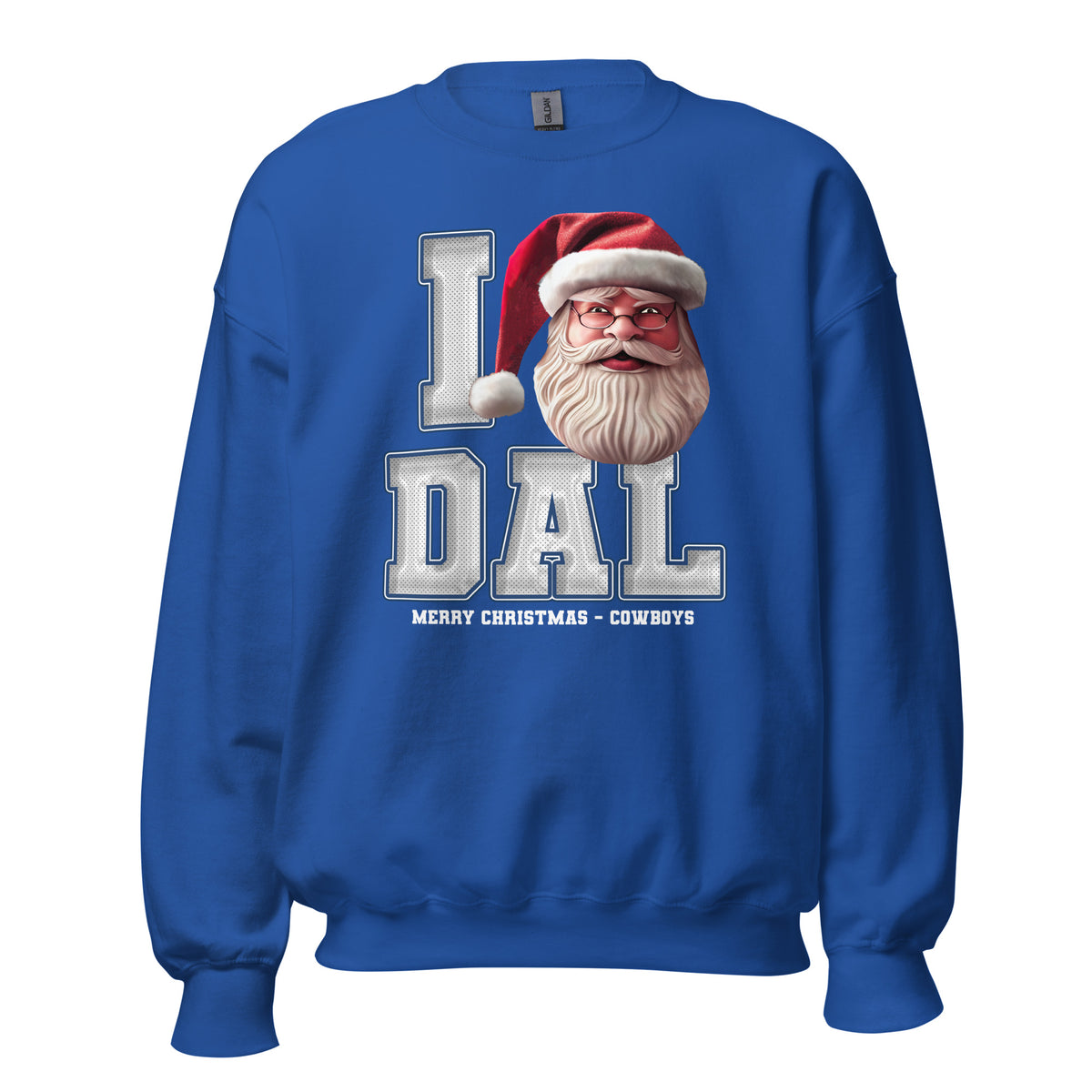 Back/detail view of I DAL Santa — Dallas Football Crewneck Sweatshirt graphic sweatshirt