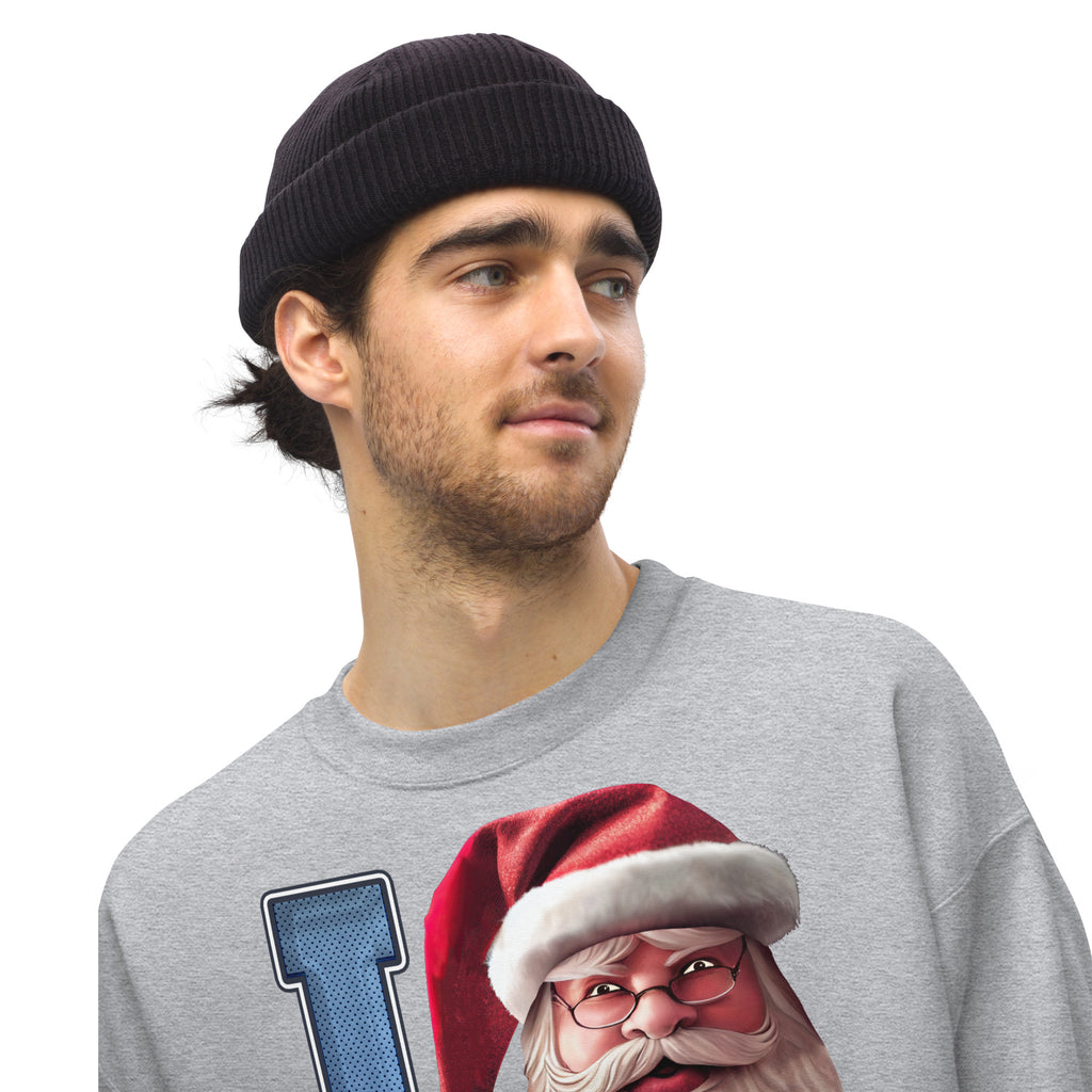 Back/detail view of I IND Santa — Indianapolis Football Crewneck Sweatshirt graphic sweatshirt