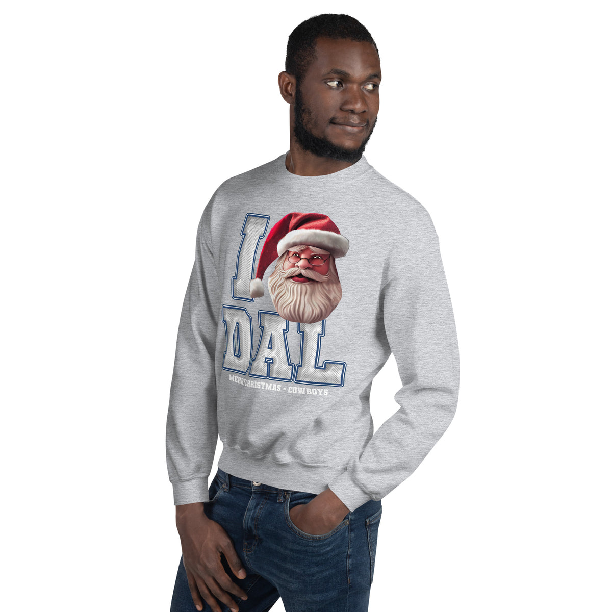 Back/detail view of I DAL Santa — Dallas Football Crewneck Sweatshirt graphic sweatshirt